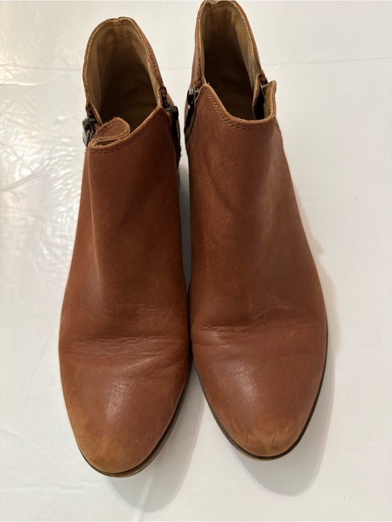 Lucky Brand Shoes - Lucky Brand Tan Brown Leather Ankle Booties Zip Side Size 9